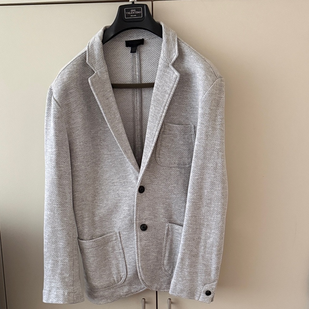 Magaschoni Man Light Grey Textured Knit Blazer - Size M - Deconstructed